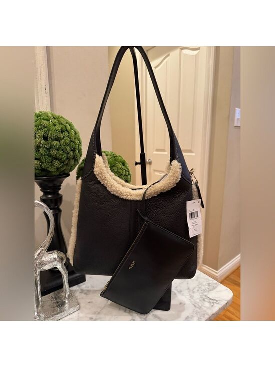 Coach Handbags - Coach - Shearling Brooklyn 28 NWT - Black Leather & Shearling w/Removable Pouch